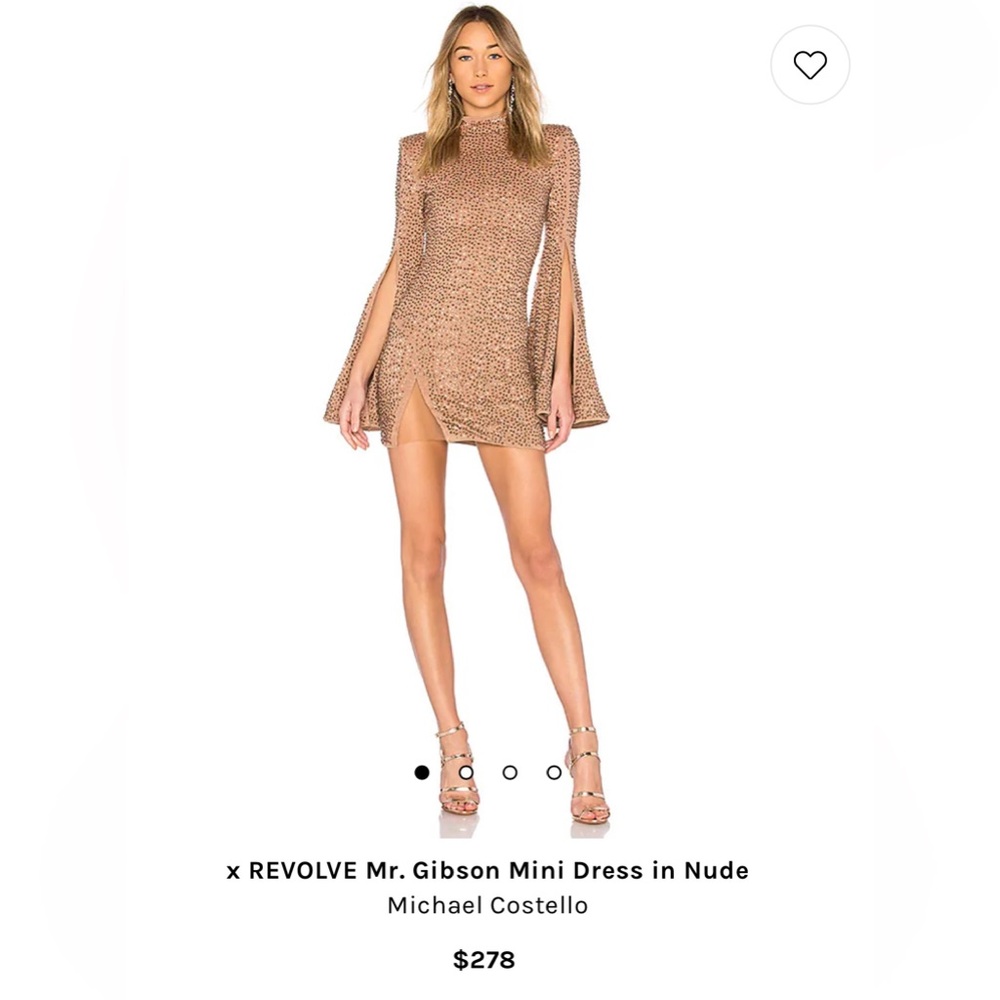 Michael Costello Sequin Mini Dress XS in Nude